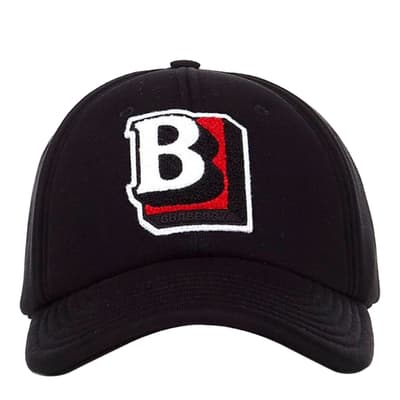 Black Burberry Logo-Patch Cotton Baseball Cap