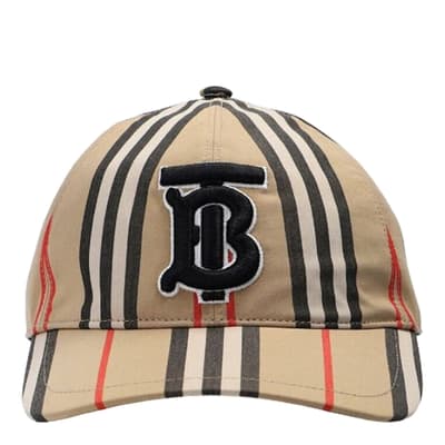 Beige Burberry Embroidered Canvas Baseball Cap