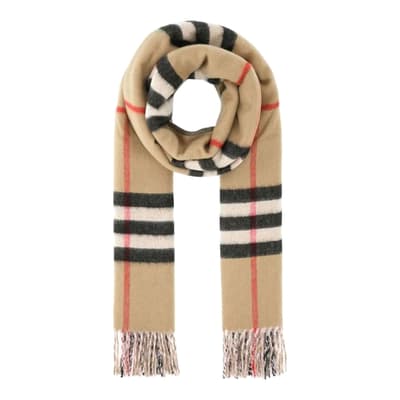 Beige Burberry Check Scarf