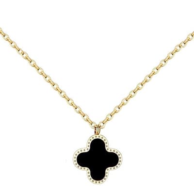 18K Gold Black & White Reversible Pendant Necklace
