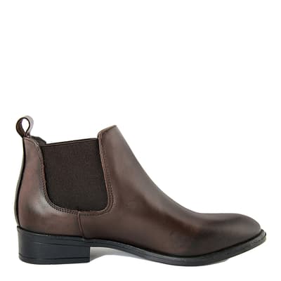 Brown Vintage Leather Heeled Chelsea Boots