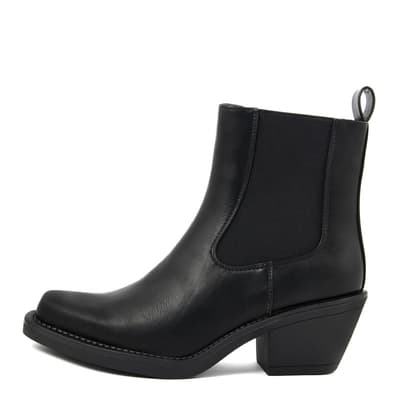 Black Heeled Western Ankle Boots