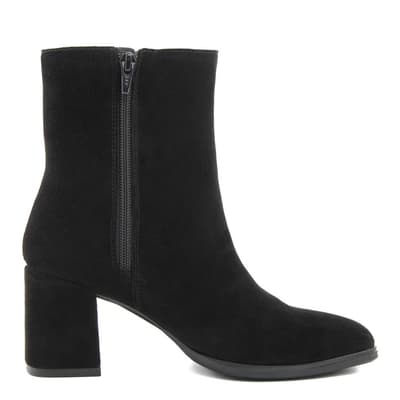 Black Suede Heeled Ankle Boots
