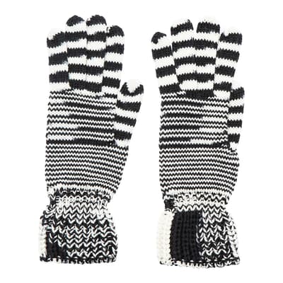 Black White Knitted Gloves