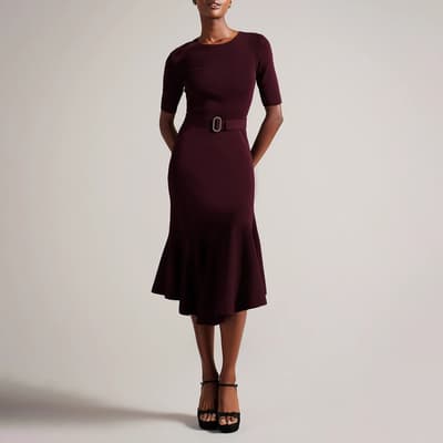 Burgundy Samalee Knitted Midi Dress