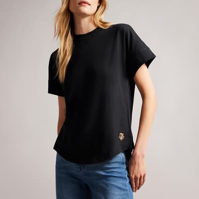 Black Erisana Easy Fit Cotton T-Shirt
