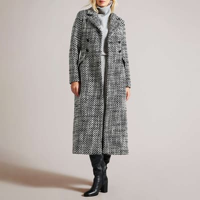 Black Lio Double Breasted Wool Blend Coat