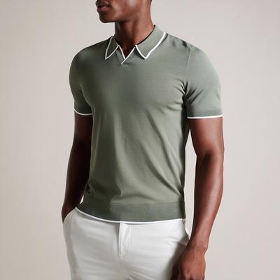 Khaki Stortfo Open Neck Polo Shirt