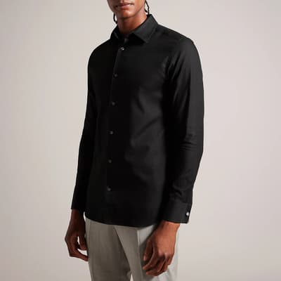 Black Lecce Textured Cotton Shirt