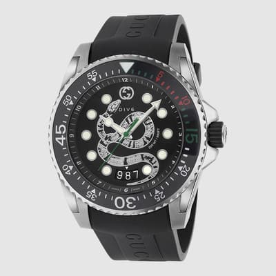Gucci Dive Watch  45mm in Black Stainless Steel 