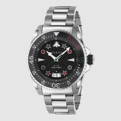 Gucci Dive Watch 45mm in Grey Stainless Steel 