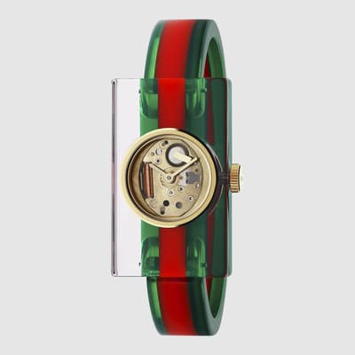 Vintage Web Watch in Green Red Resin 