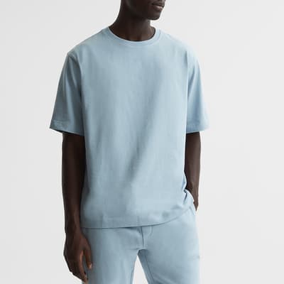 Blue Tate Oversized Garment Cotton T-Shirt