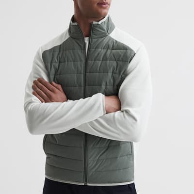Grey/White Player Quilted Hybrid Jacket
