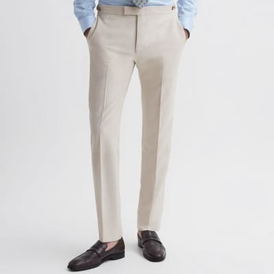Stone Belmont Textured Weave Wool Blend Trousers