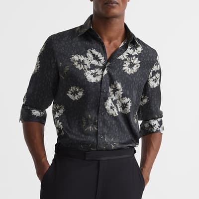 Black/White Evie Abstract Floral Shirt