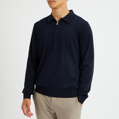 Navy Aidan Half Zip Cotton Jumper