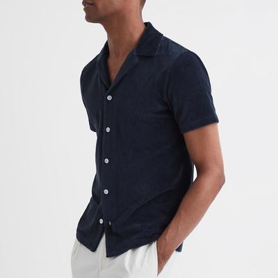Navy Santal Velour Ribbed