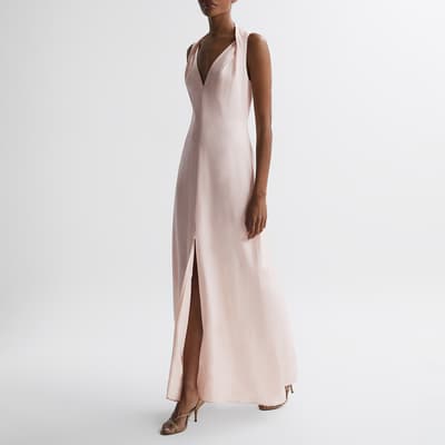 Pink Lila Silk Blend Twist Dress