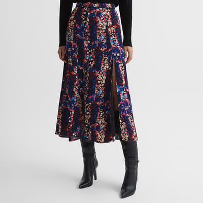 Black Katia Floral Slip Skirt