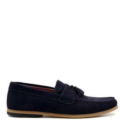 Navy Bart Leather Slip On Shoe