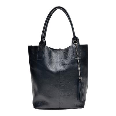 Black Italian Leather Tote Bag