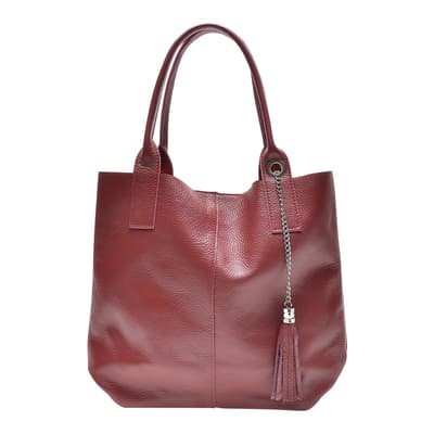 Red Italian Leather Tote Bag