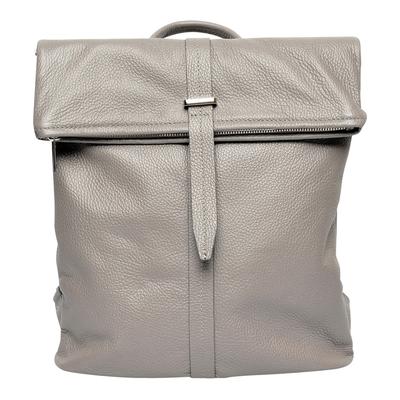 Grey Italian Leather Backpack