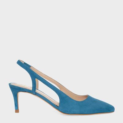 Blue Cleo Slingback Suede Heels