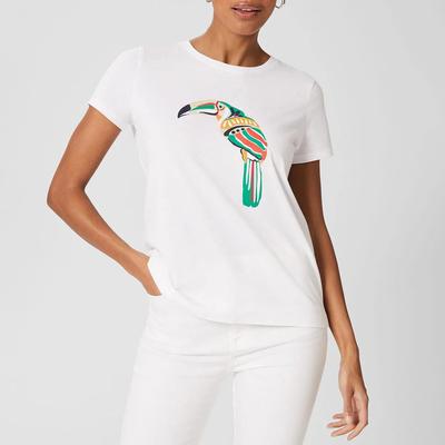 White Jamie Printed Cotton T-Shirt 