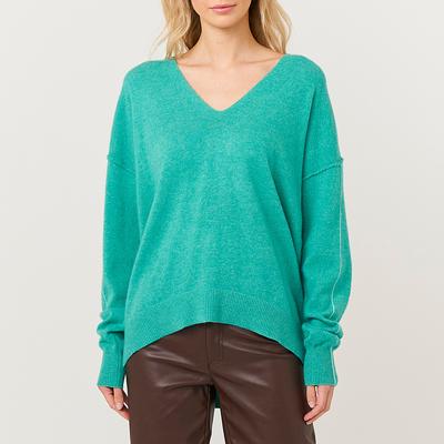 Blue Contrast V-Neck Cashmere Jumper