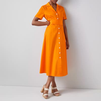 Orange Joplin Cotton Shirt Dress