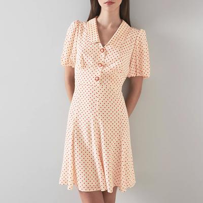 Cream/Red Spot Silk Hilde Mini Dress