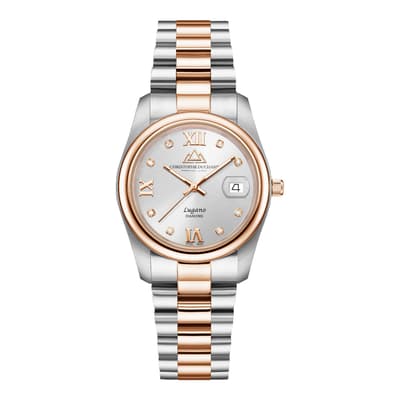 Women's Silver/Gold Lugano 'Six' Watch