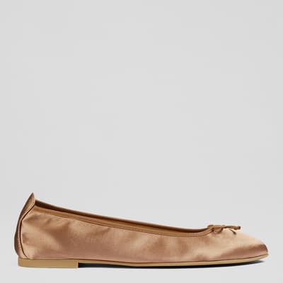 Brown Trilly Satin Flats