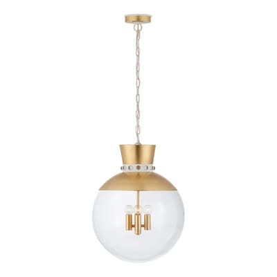 Lucia Large Pendant in Gild and White with Clear Glass