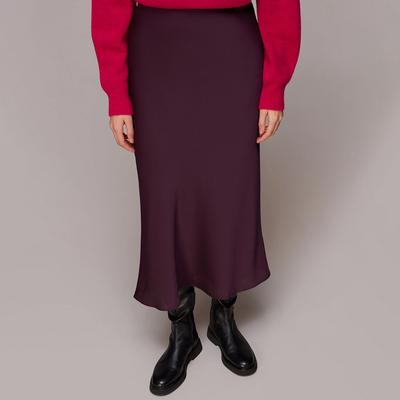 Aubergine Satin Bias Cut Skirt