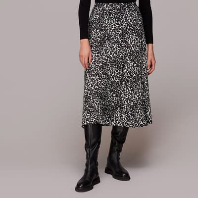 Black Shadow Leopard Bias Cut Skirt 