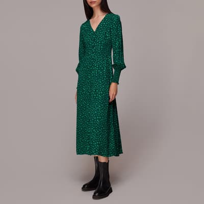 Green Lava Spot Print Midi Dress