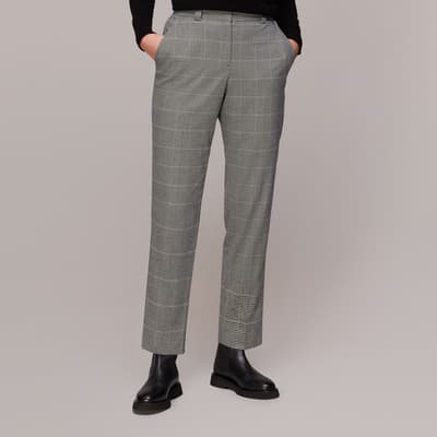 Grey Lucie Check Cigarette Trousers