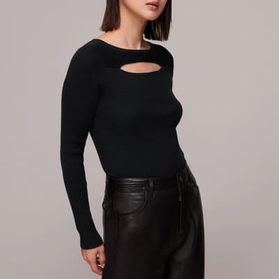 Black Cut Out Detail Knitted Top