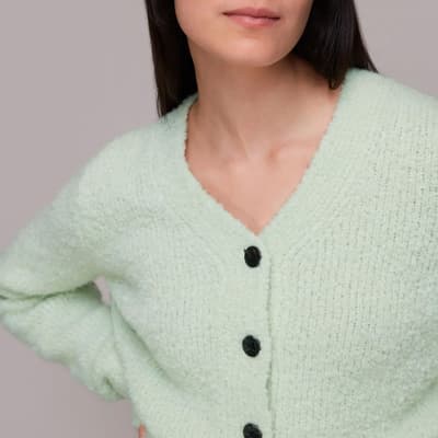 Mint Cropped Boucle Cardigan