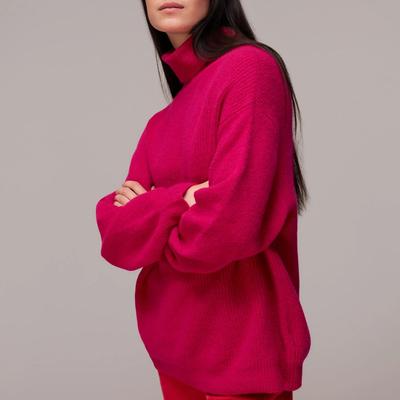 Pink Ribbed Roll Neck Jumper