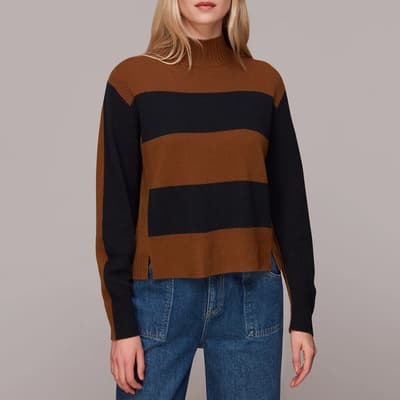 Black/Brown Colour Block Wool Jumper