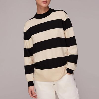 Black/Ecru Stripe High Neck Jumper