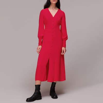 Pink Ilana Shirred Midi Dress