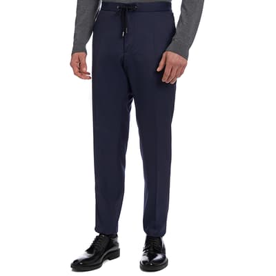 Navy Banks Wool Blend Trousers