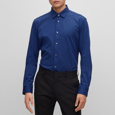Dark Blue Roan Cotton Blend Shirt