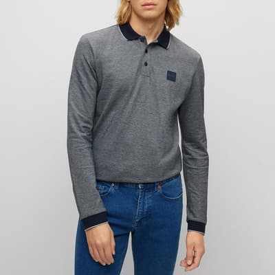 Dark Blue Peoxfordlong Cotton Polo Shirt