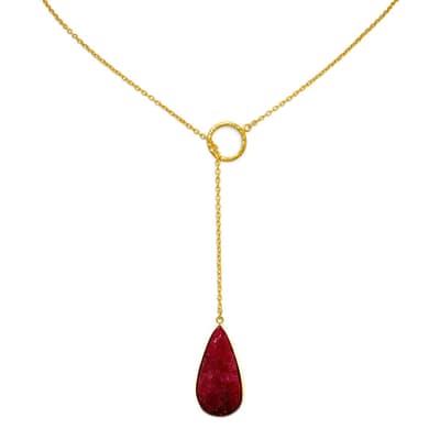 18K Gold Ruby Lariat Necklace